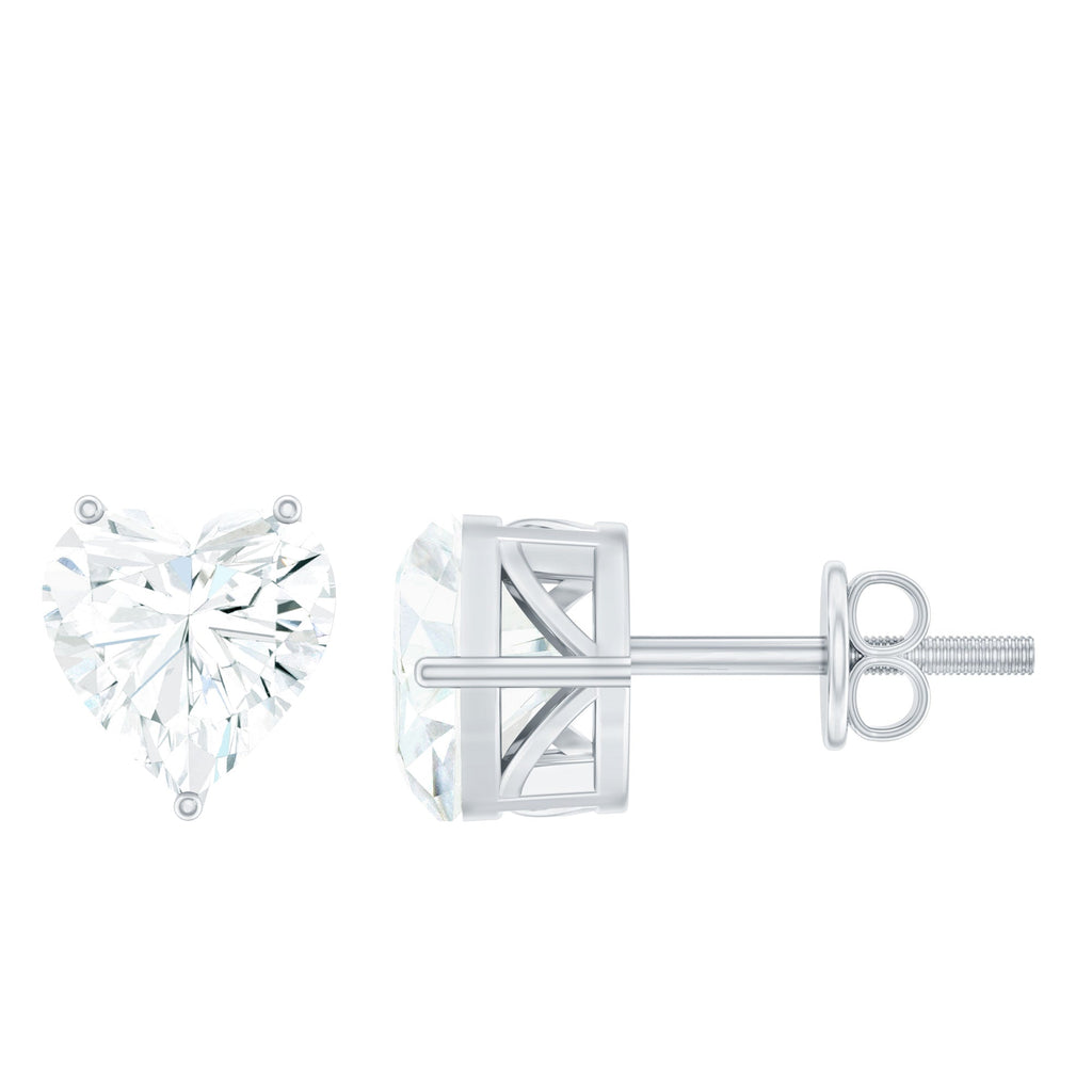 3 CT Heart Shape Cubic Zirconia Solitaire Stud Earrings in Gold
