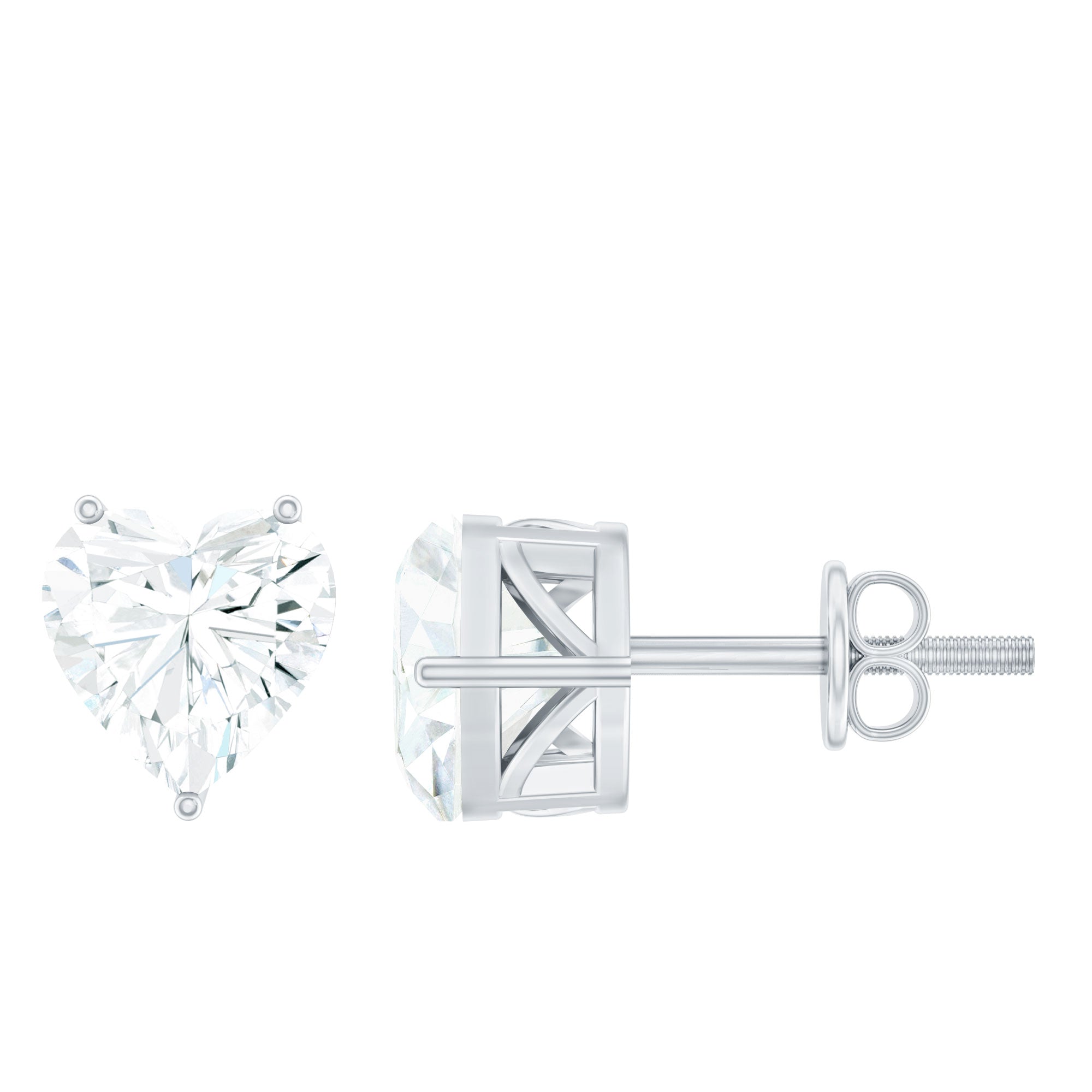 3 CT Heart Shape Cubic Zirconia Solitaire Stud Earrings in Gold