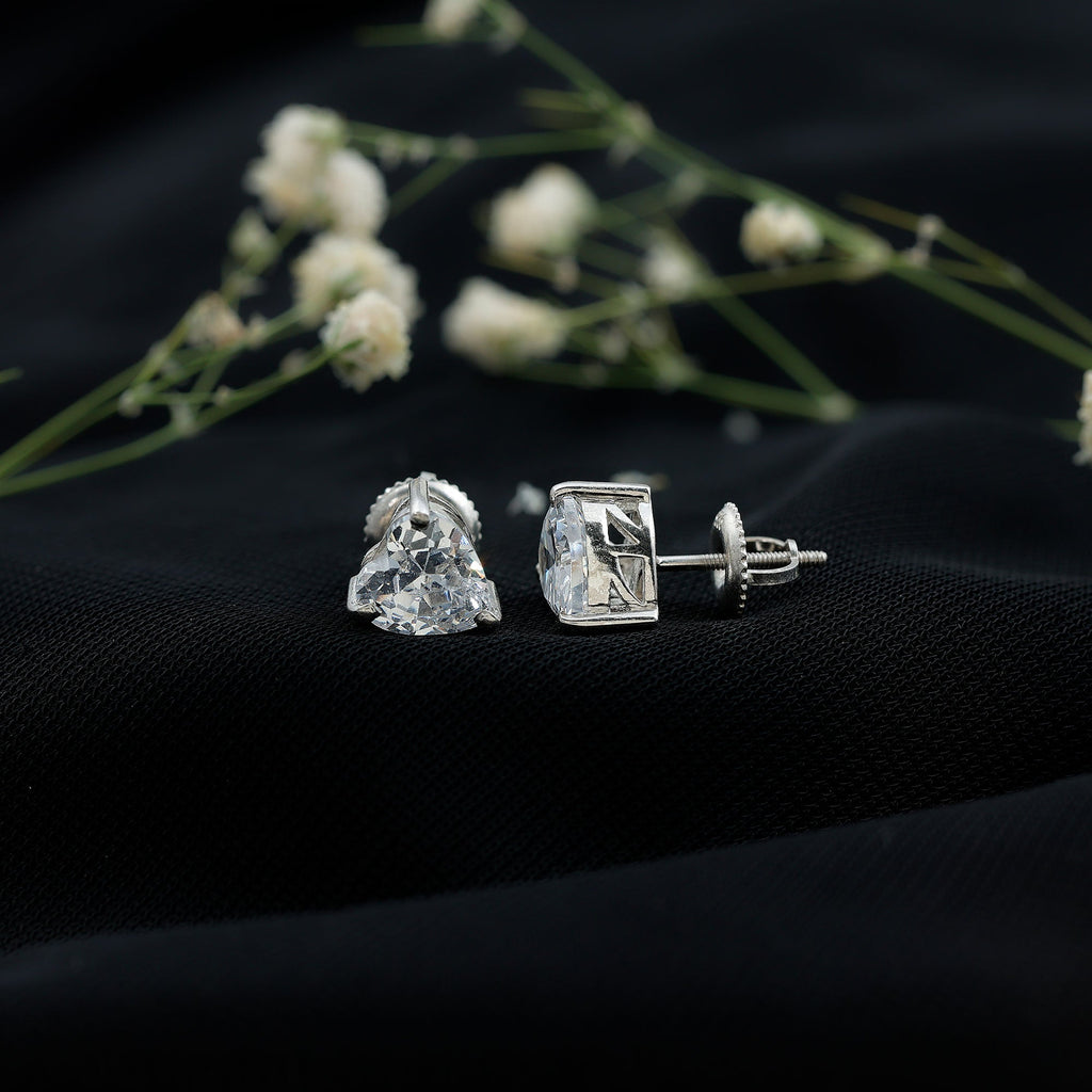3 CT Heart Shape Cubic Zirconia Solitaire Stud Earrings in Gold