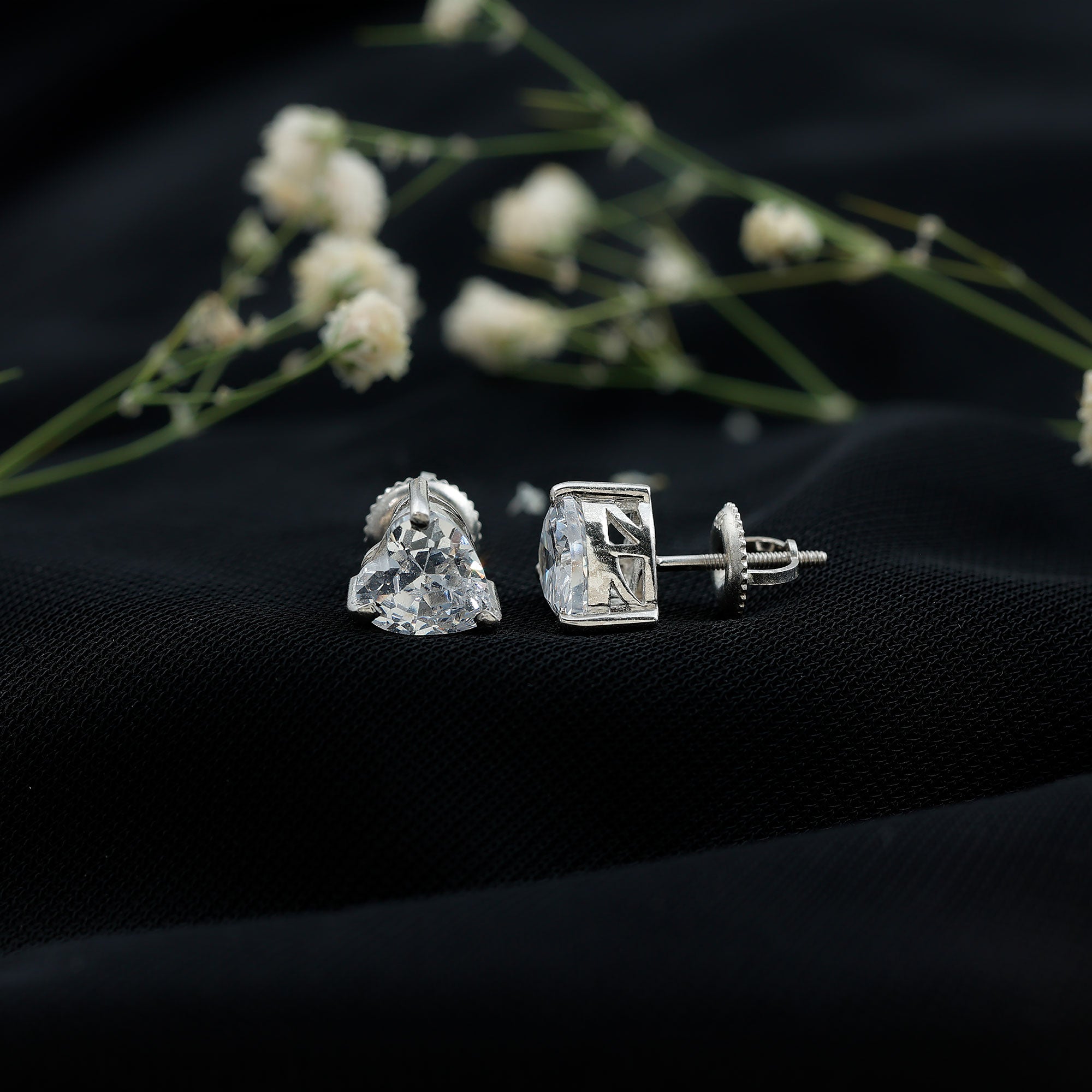 3 CT Heart Shape Cubic Zirconia Solitaire Stud Earrings in Gold