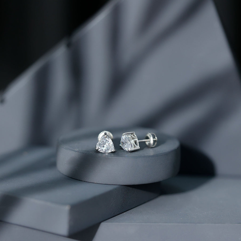 3 CT Heart Shape Cubic Zirconia Solitaire Stud Earrings in Gold