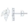 1.50 CT Marquise Cut Zircon Leaf Cluster Gold Stud Earrings