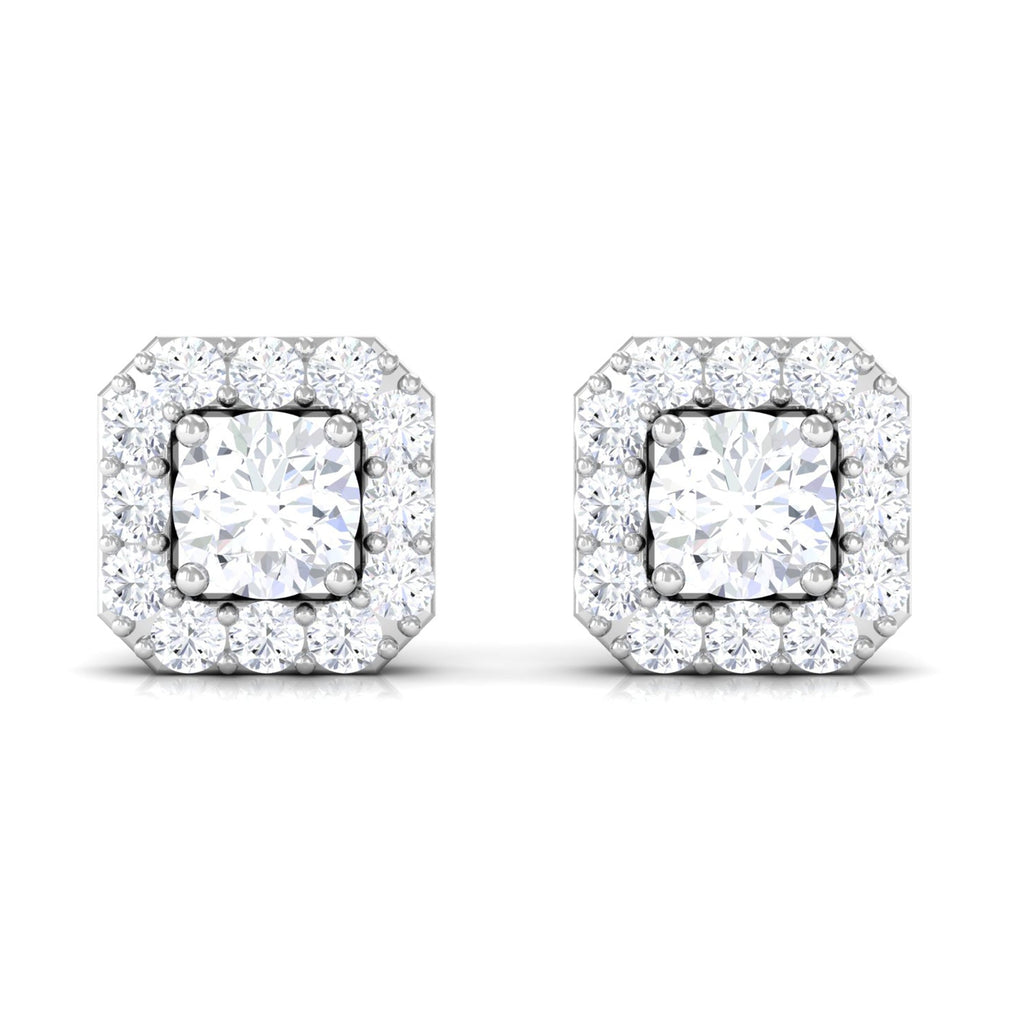 Cubic Zirconia Halo Stud Earrings