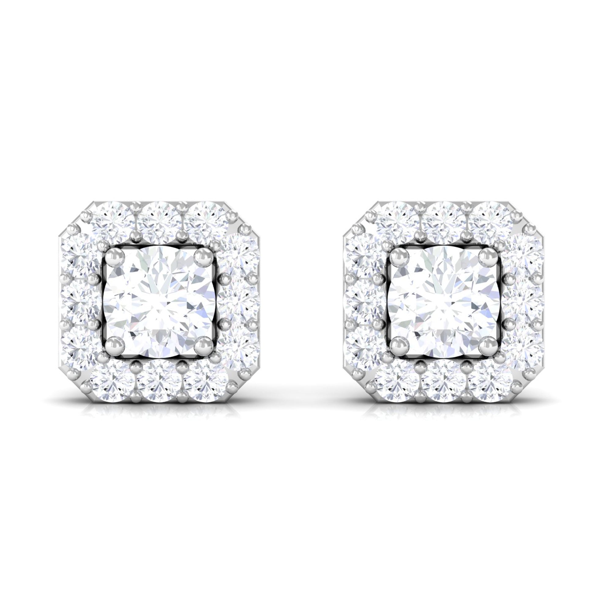 Cubic Zirconia Halo Stud Earrings