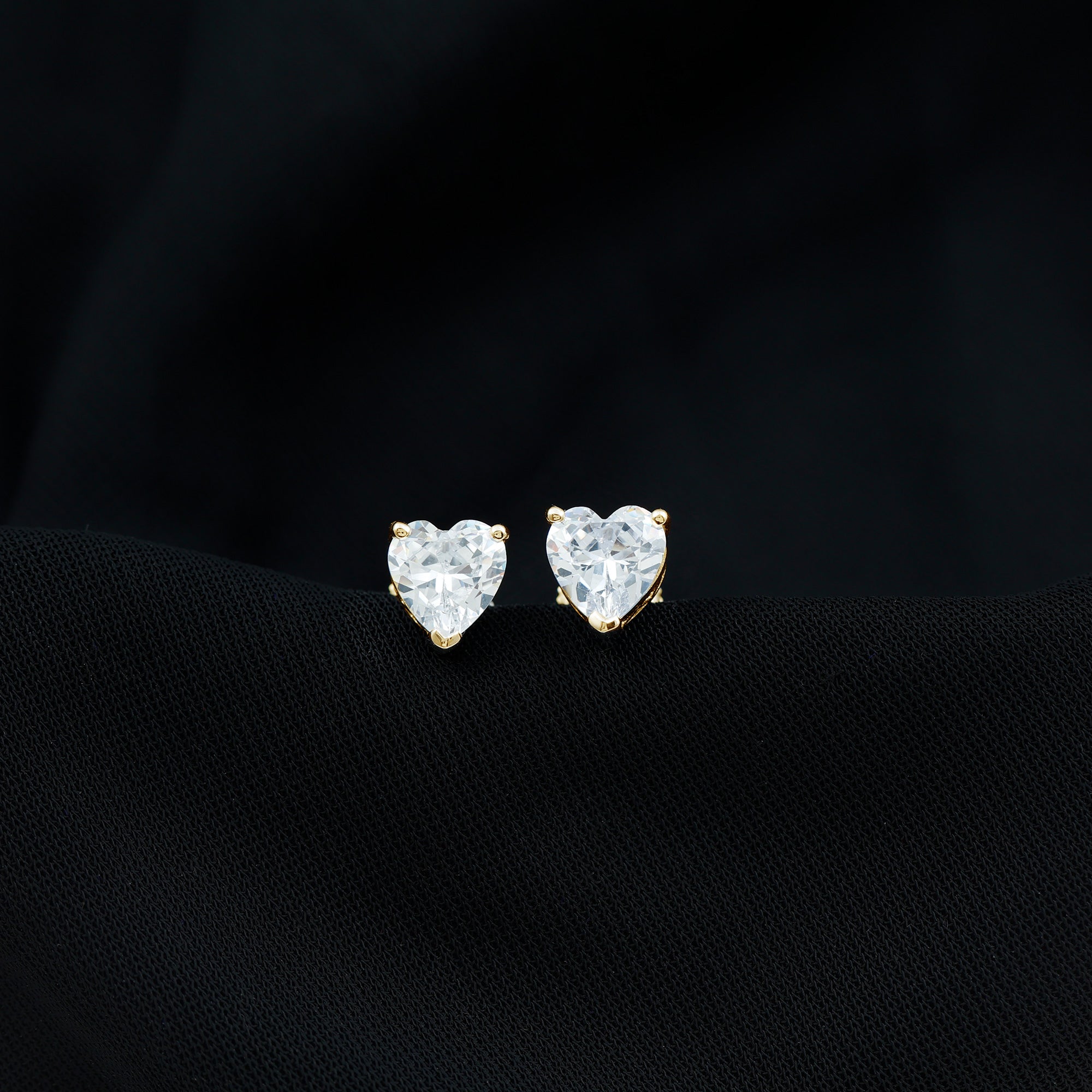 Heart Shape Cubic Zirconia Solitaire Stud Earrings
