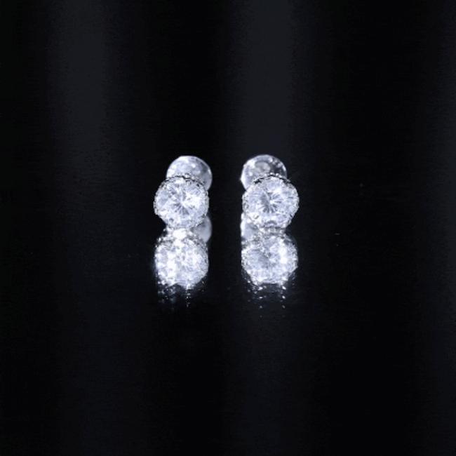 2 CT Round Cut Zircon Solitaire Stud Earrings in Crown Setting