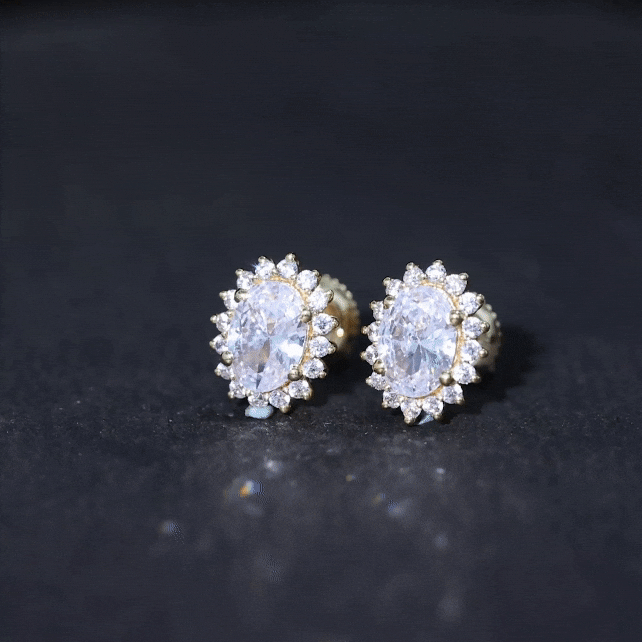 Certified 1.9 Carat Oval Cut Cubic Zirconia Studs