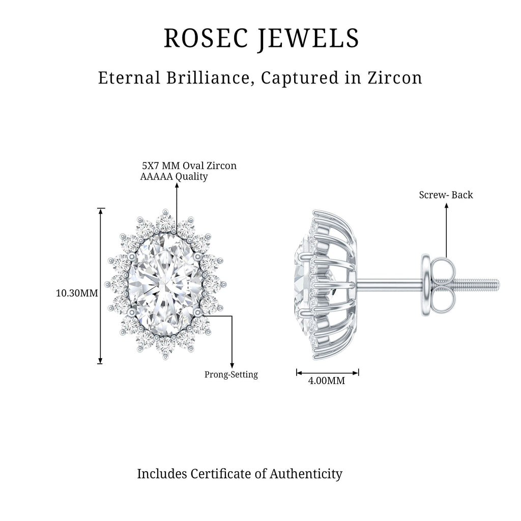 Certified 1.9 Carat Oval Cut Cubic Zirconia Studs