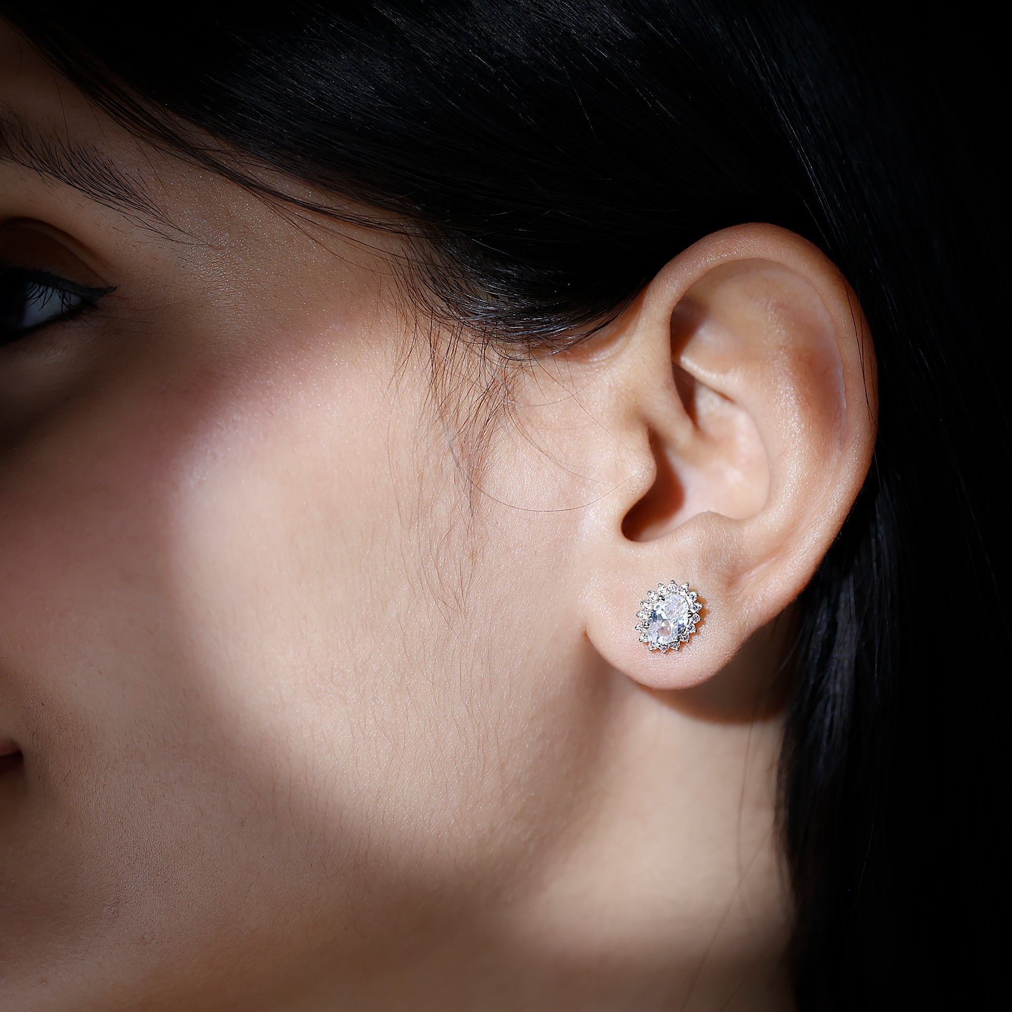 Certified 1.9 Carat Oval Cut Cubic Zirconia Studs