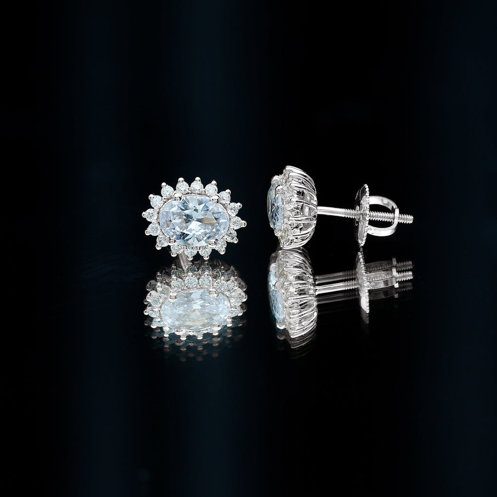Certified 1.9 Carat Oval Cut Cubic Zirconia Studs