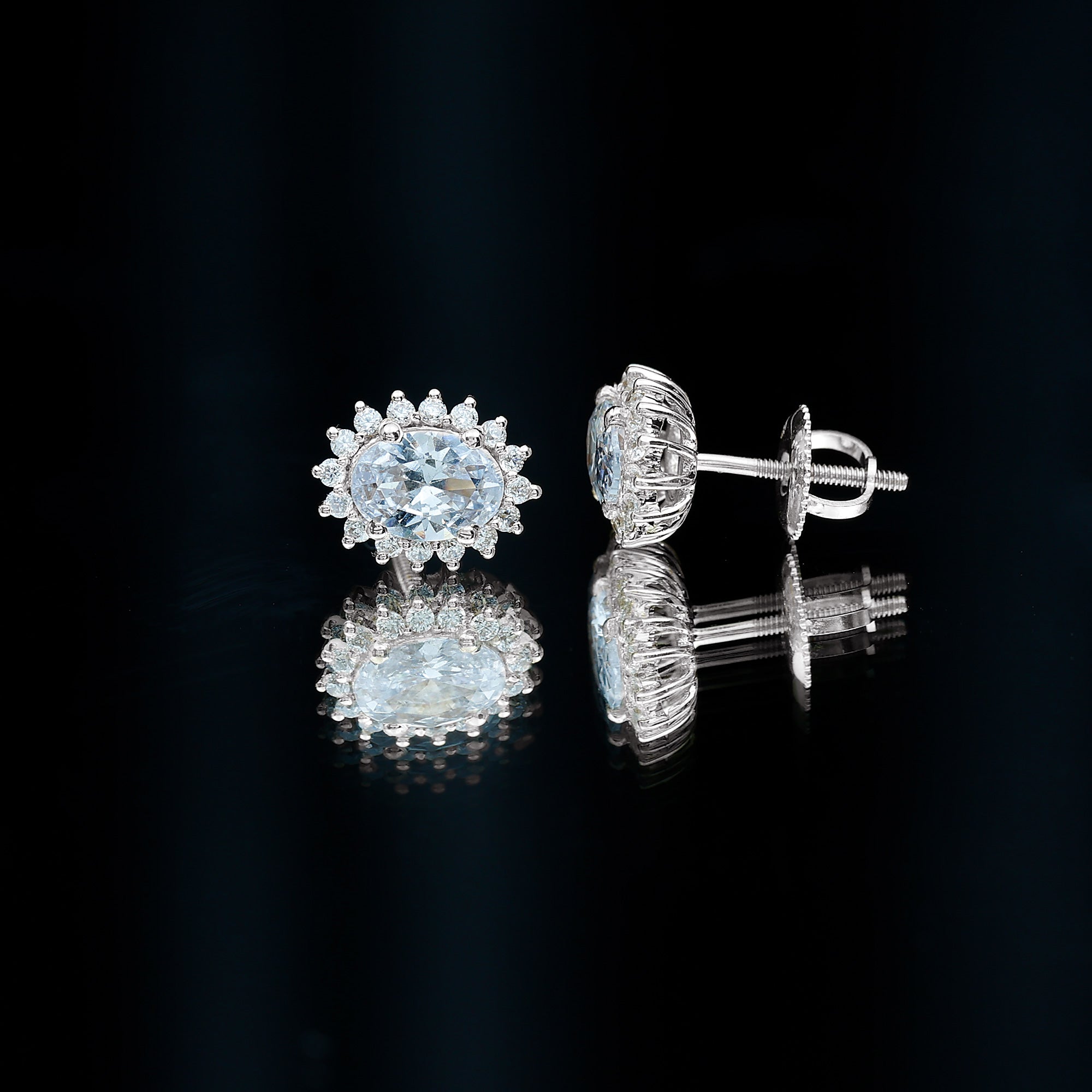 Certified 1.9 Carat Oval Cut Cubic Zirconia Studs