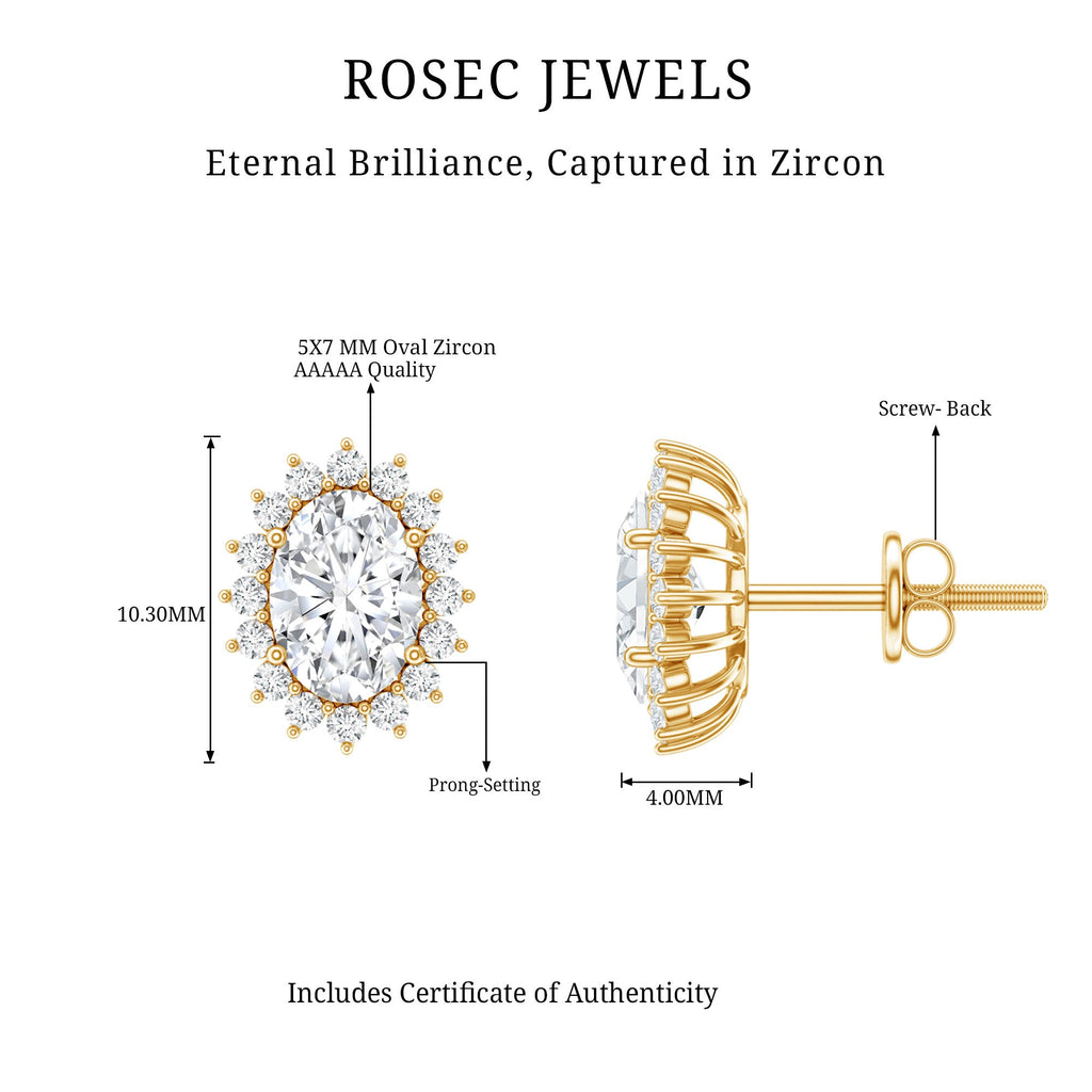 Certified 1.9 Carat Oval Cut Cubic Zirconia Studs