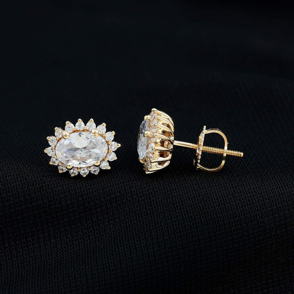 Certified 1.9 Carat Oval Cut Cubic Zirconia Studs
