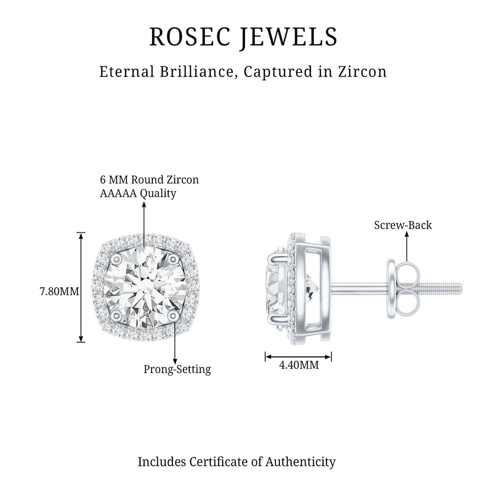 2.25 CT Round Cut Zircon Cocktail Halo Stud Earrings