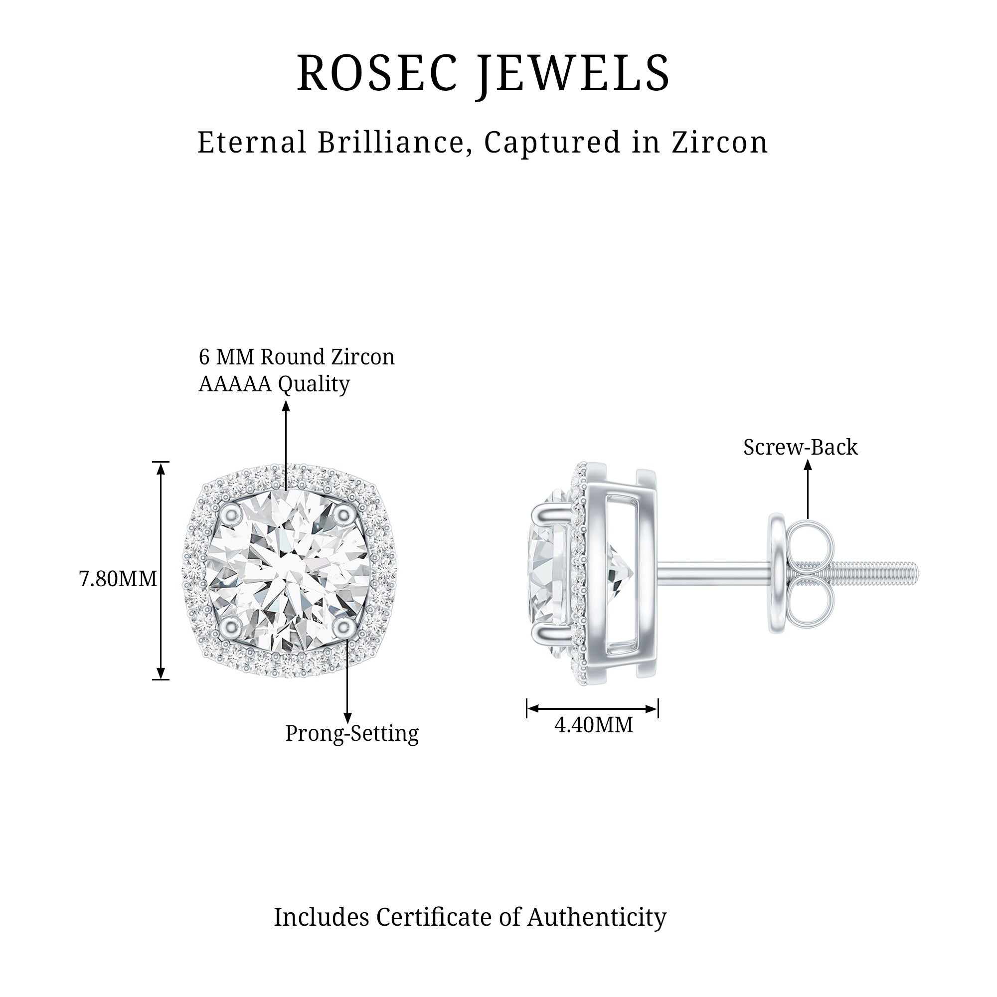 2.25 CT Round Cut Zircon Cocktail Halo Stud Earrings
