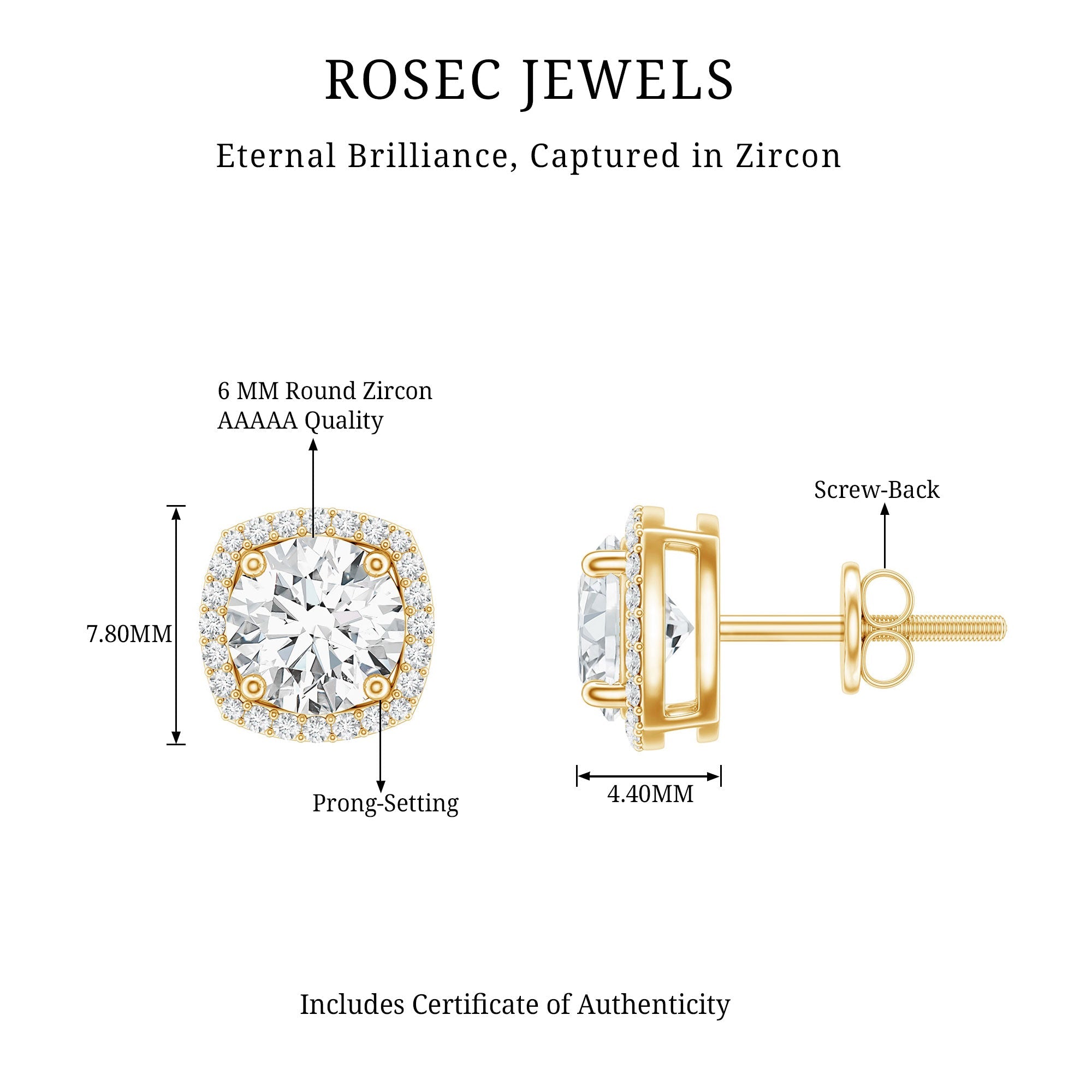 2.25 CT Round Cut Zircon Cocktail Halo Stud Earrings