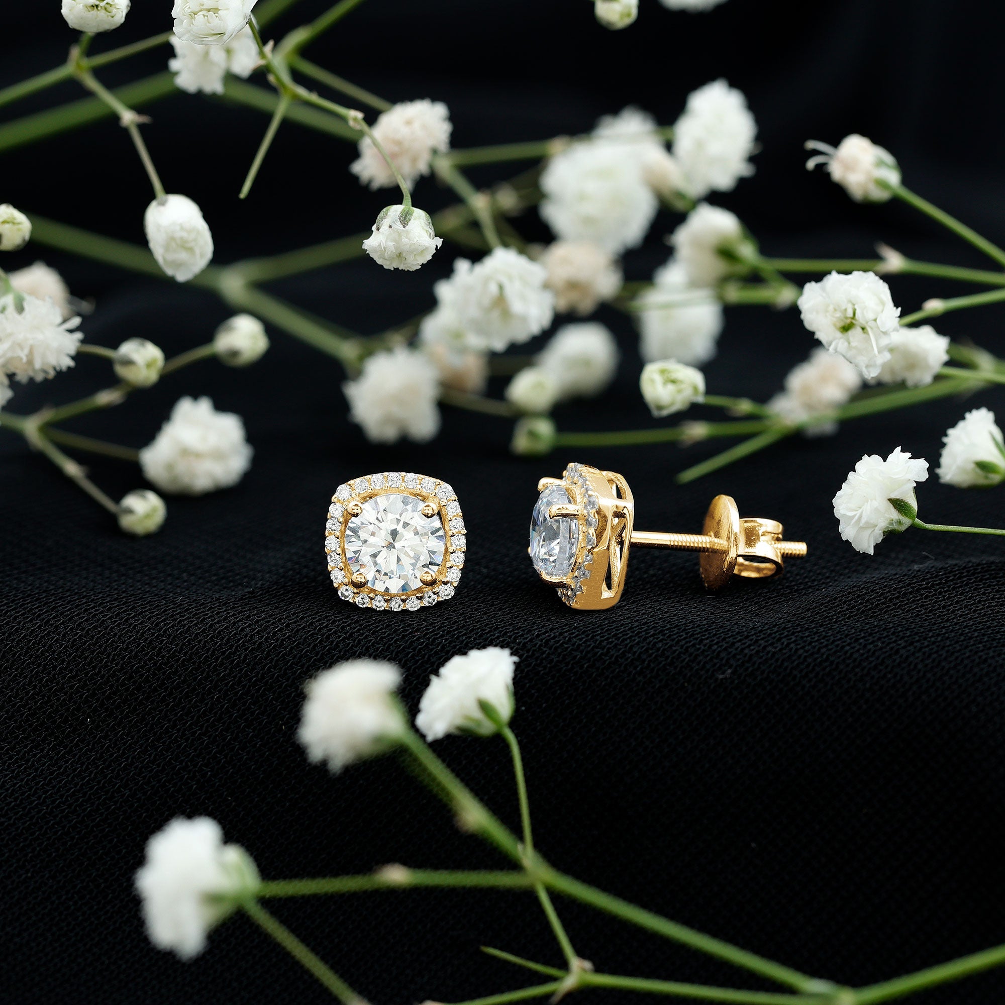 2.25 CT Round Cut Zircon Cocktail Halo Stud Earrings