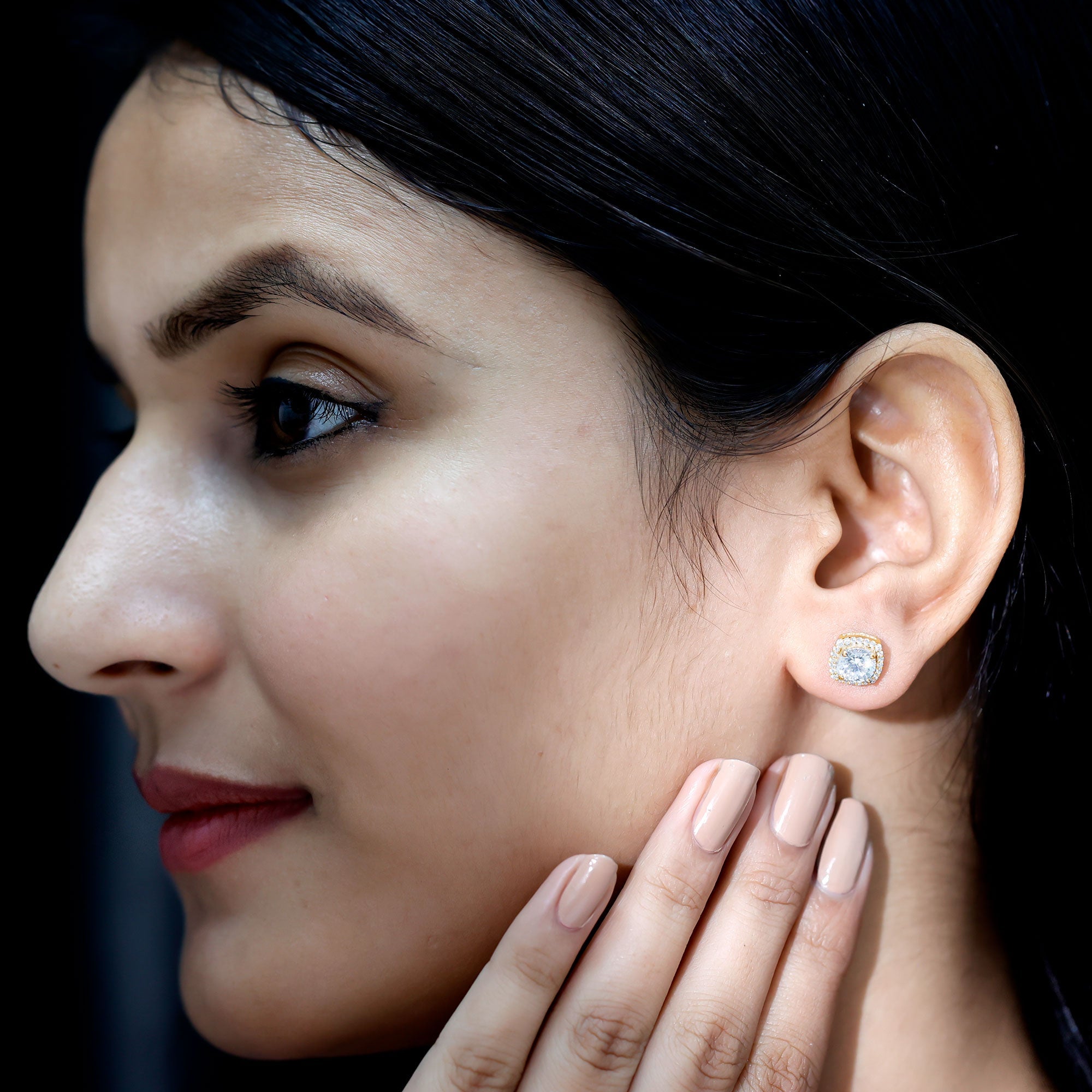 2.25 CT Round Cut Zircon Cocktail Halo Stud Earrings