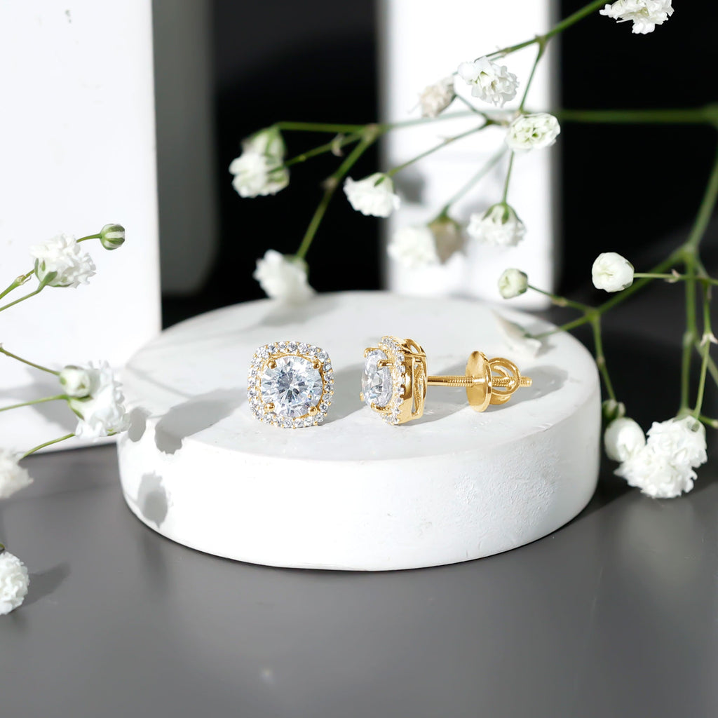 2.25 CT Round Cut Zircon Cocktail Halo Stud Earrings