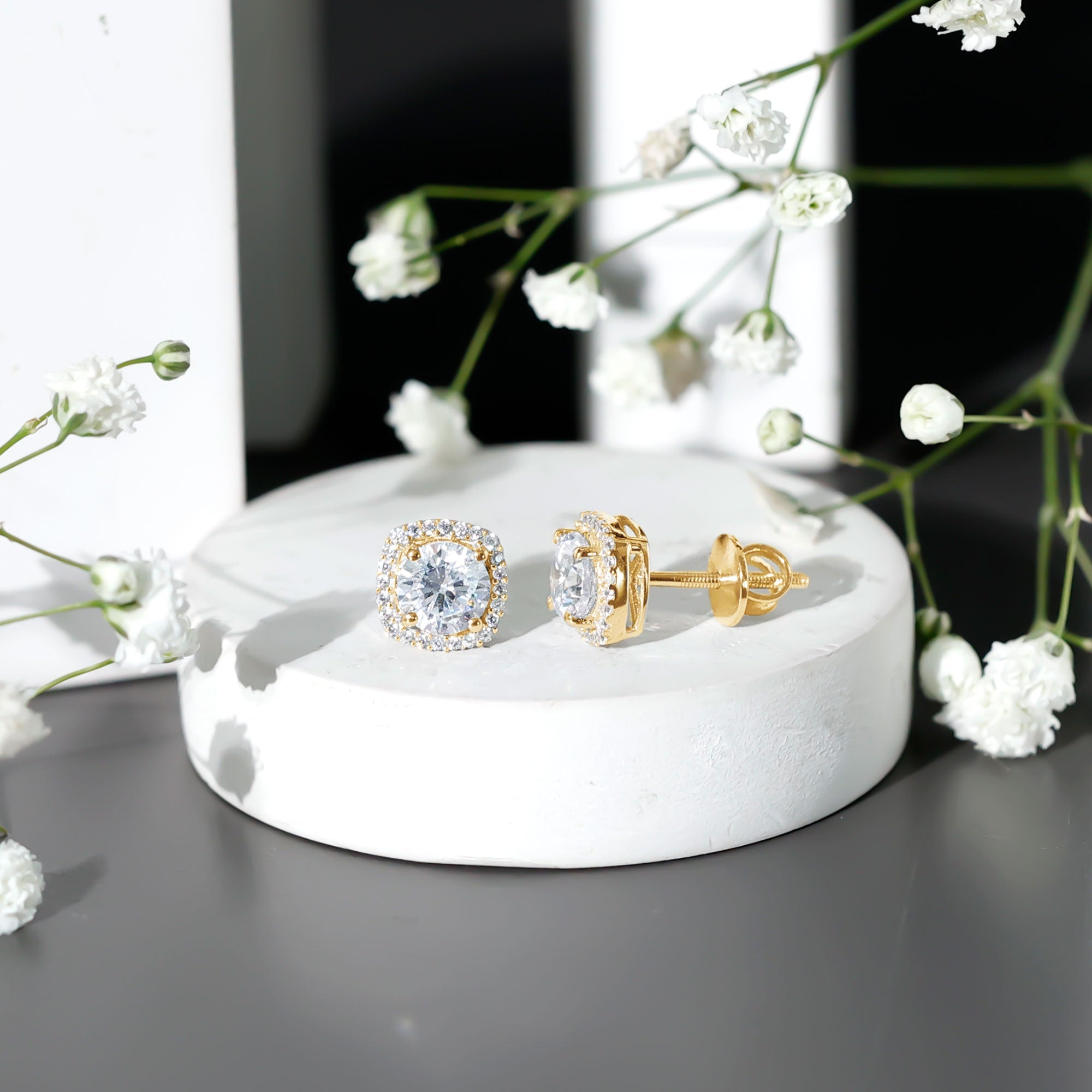 2.25 CT Round Cut Zircon Cocktail Halo Stud Earrings