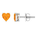 6 MM Heart Shape Fire Opal Solitaire Stud Earrings