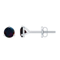 1/2 CT Simple Black Opal Solitaire Stud Earrings in Gold