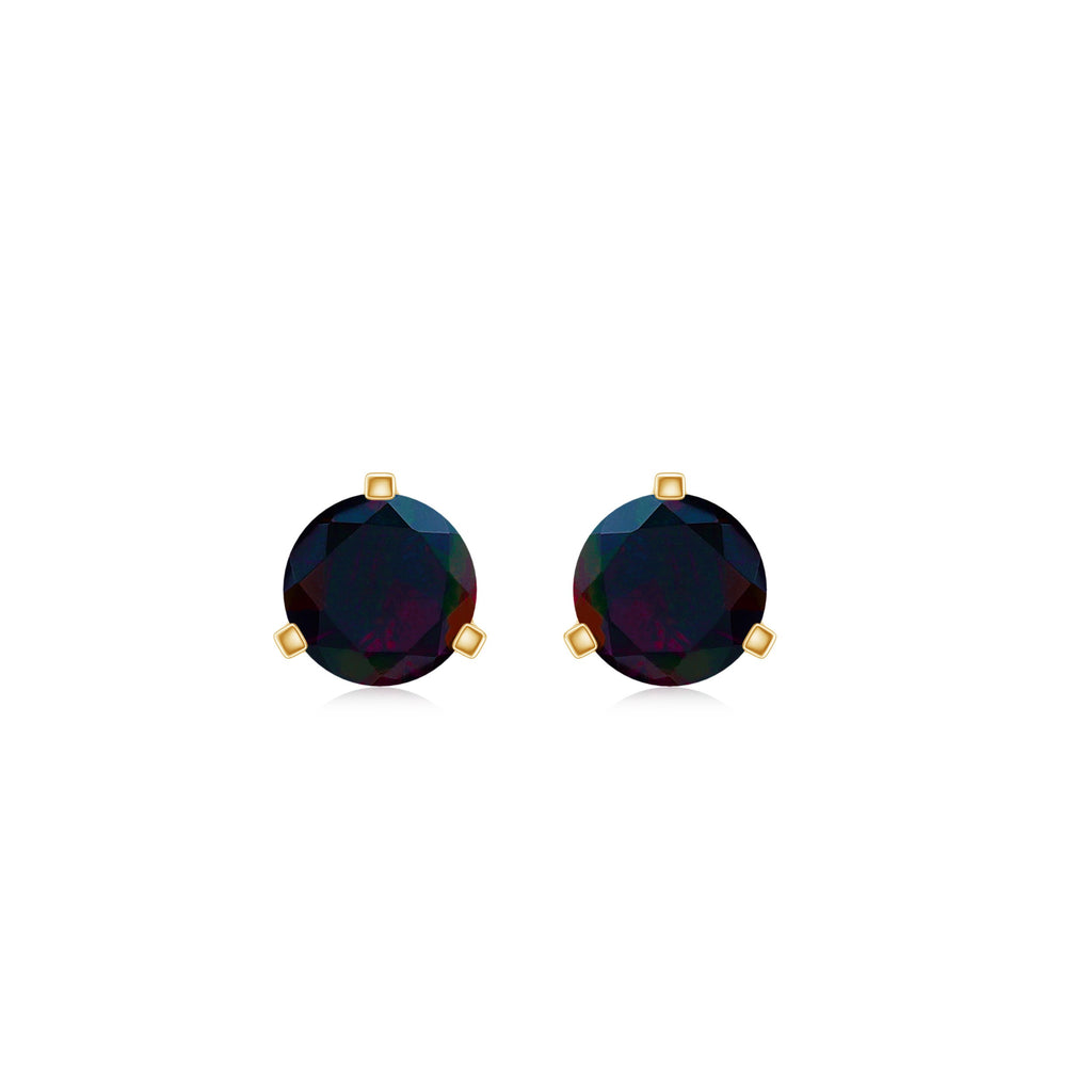 1/2 CT Simple Black Opal Solitaire Stud Earrings in Gold