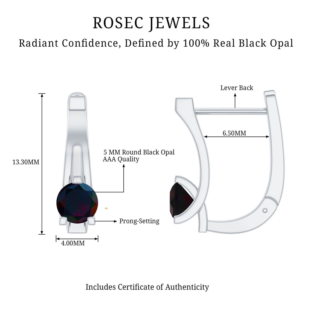 1 Carat Round Cut Black Opal J Hoop Earrings for Women