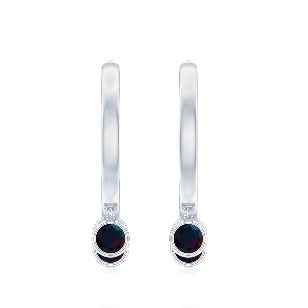 1.50 CT Natural Black Opal Hoop Drop Earrings in Gold