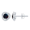0.50 CT Natural Black Opal Solitaire Swirl Stud Earrings in Gold