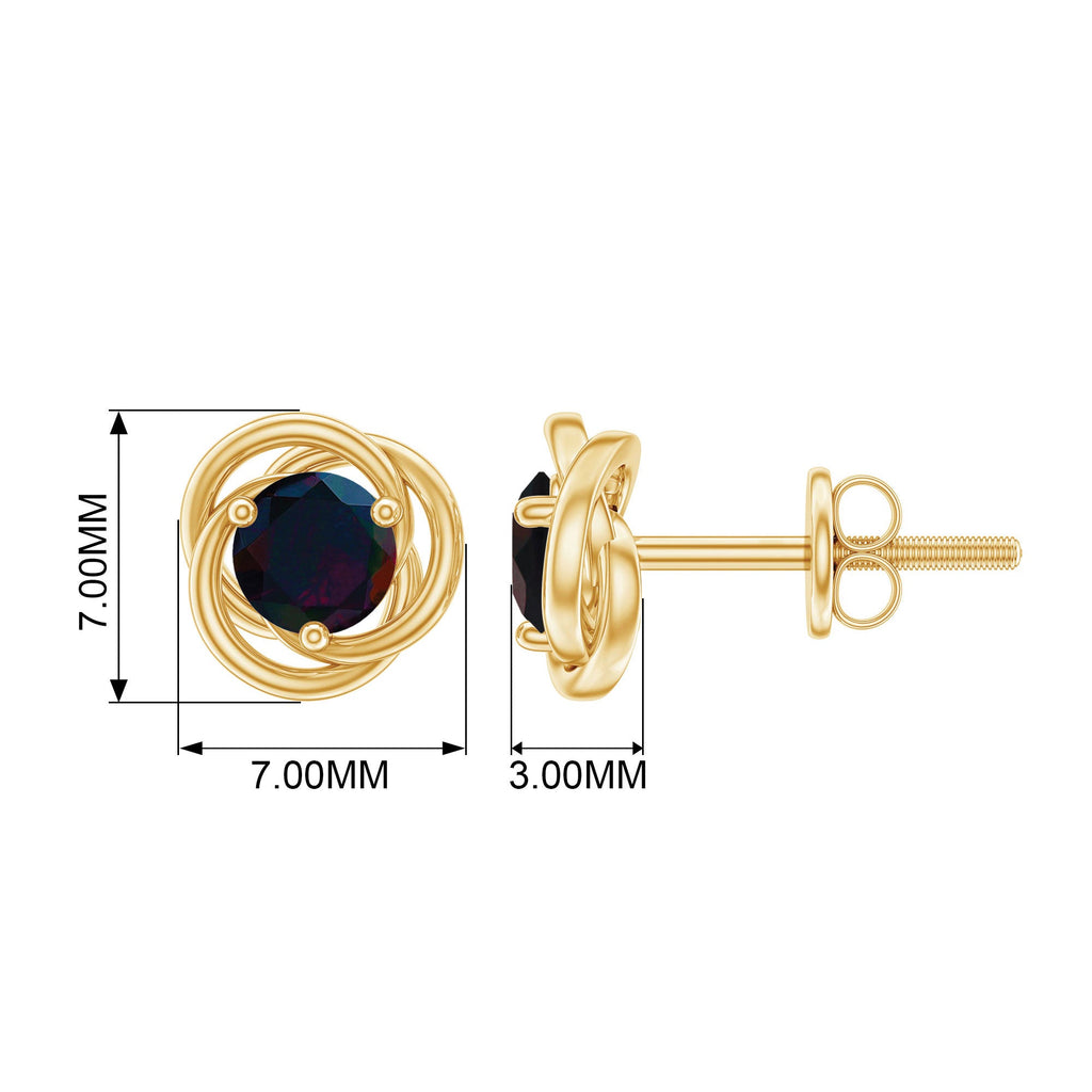 0.50 CT Natural Black Opal Solitaire Swirl Stud Earrings in Gold