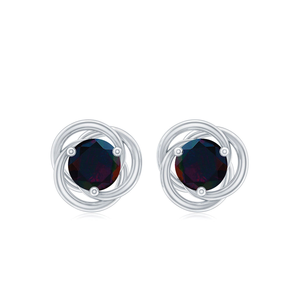 0.50 CT Natural Black Opal Solitaire Swirl Stud Earrings in Gold