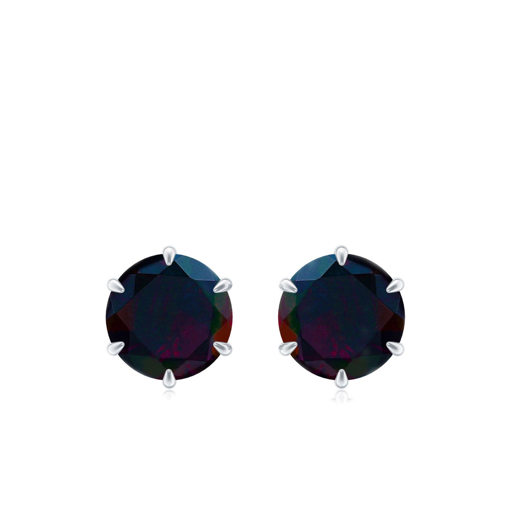 6 MM Claw Set Black Opal Solitaire Stud earrings