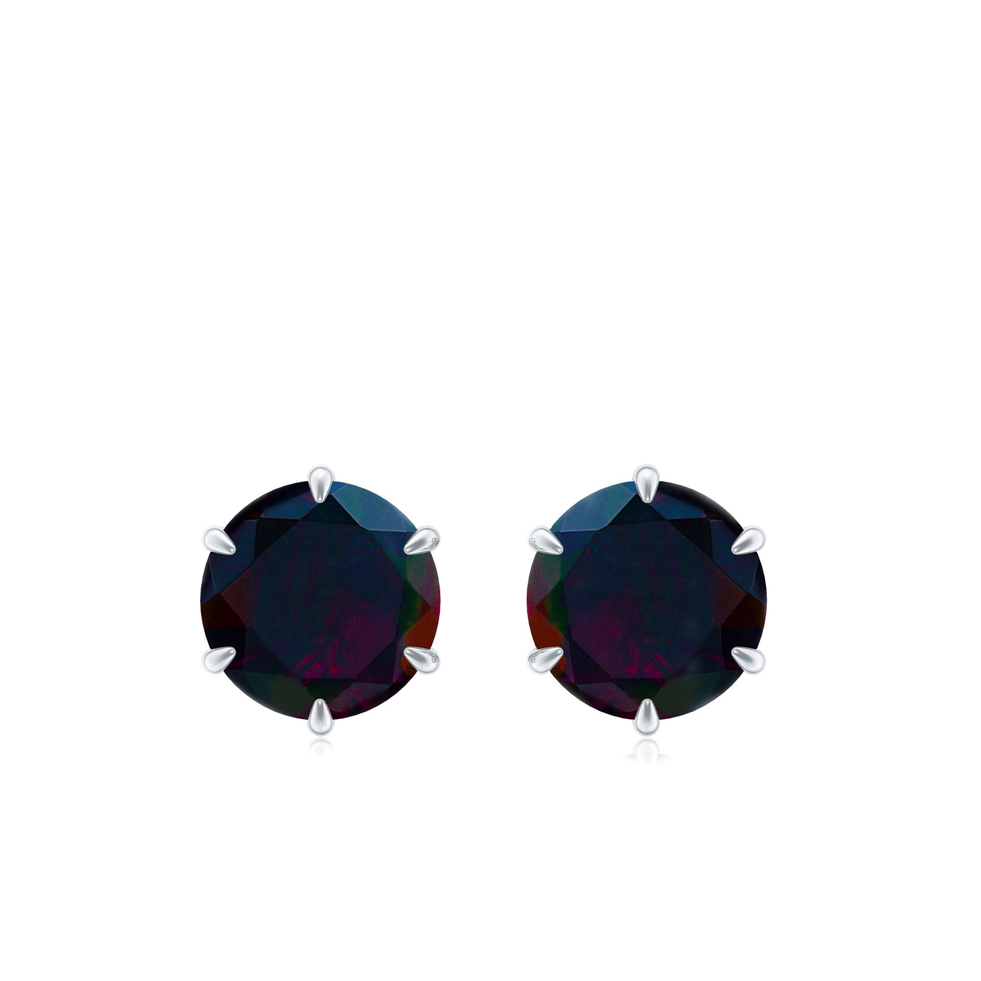 6 MM Claw Set Black Opal Solitaire Stud earrings