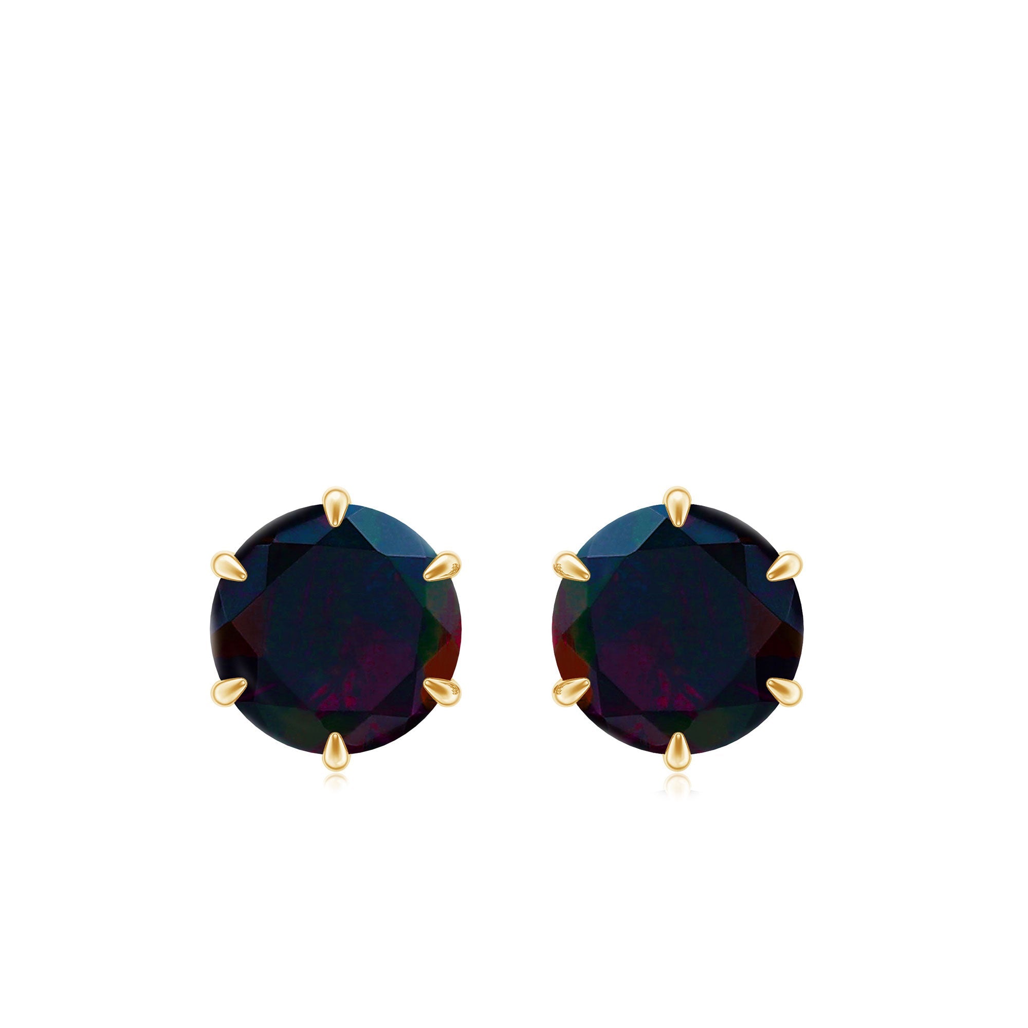 6 MM Claw Set Black Opal Solitaire Stud earrings