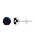 1.50 CT Round Shape Black Opal Solitaire Stud Earrings