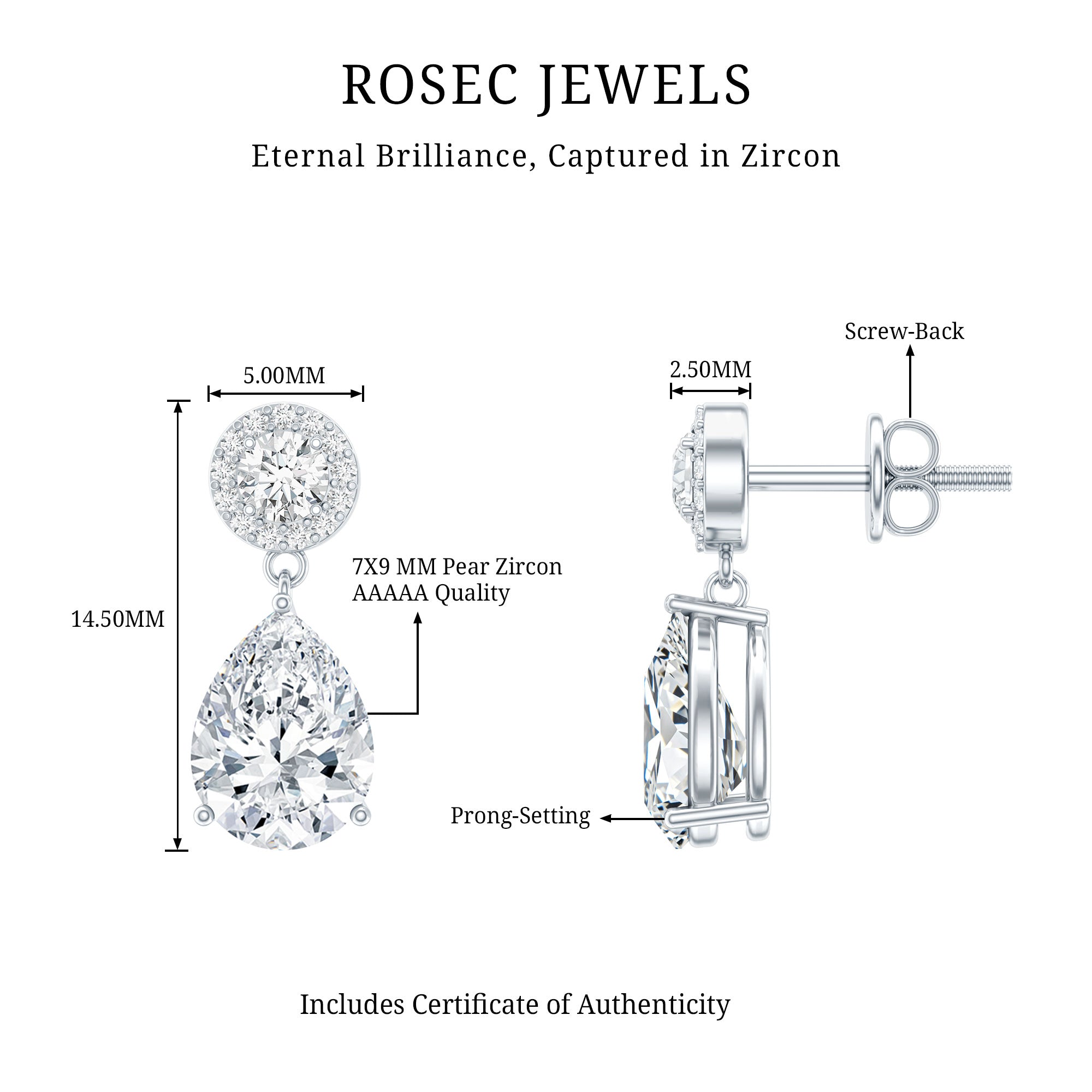 Classic Zircon Bridal Drop Earrings