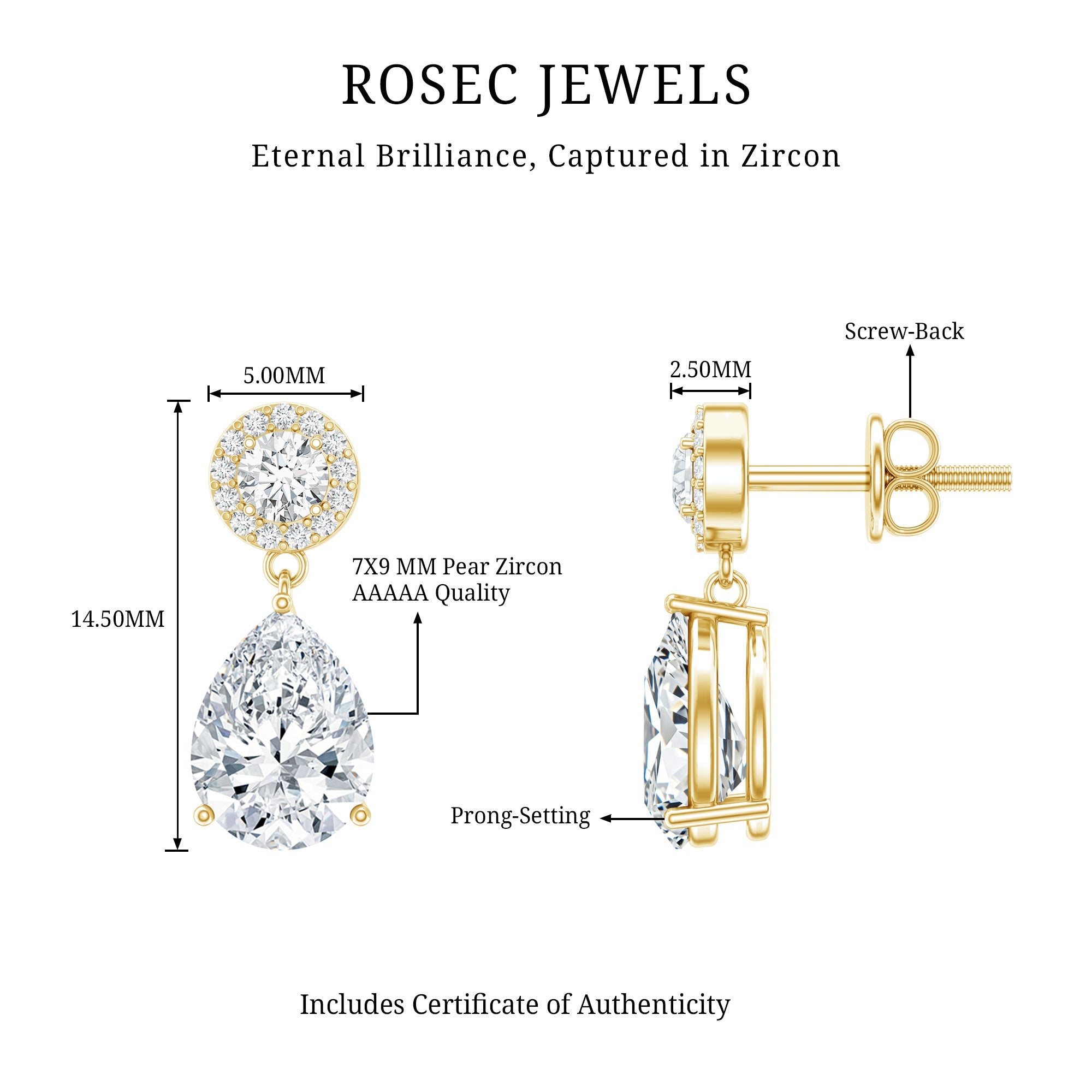 Classic Zircon Bridal Drop Earrings