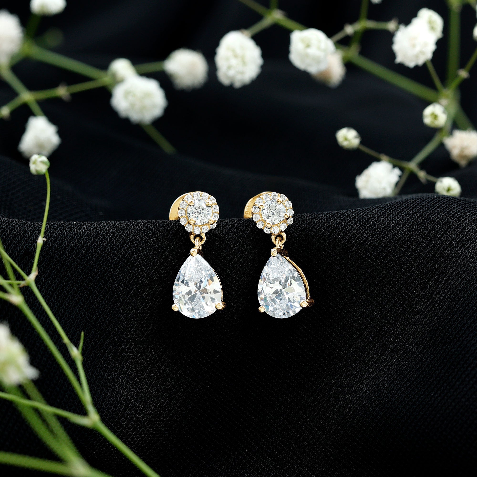 Classic Zircon Bridal Drop Earrings