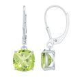 4 Carat Cushion Cut Peridot Solitaire Drop Earrings with Leverback