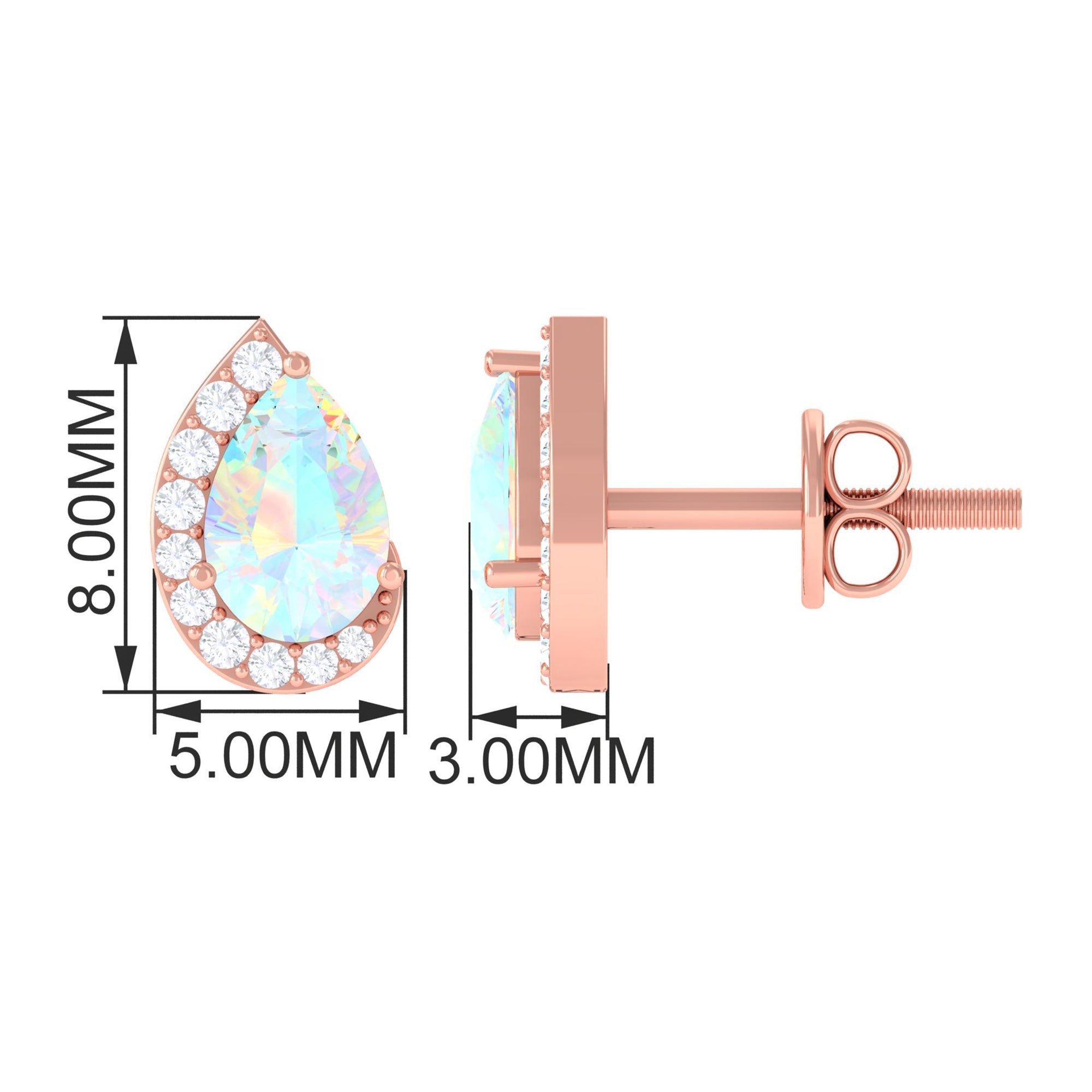 1.5 CT Ethiopian Opal Teardrop Stud Earrings with Diamond