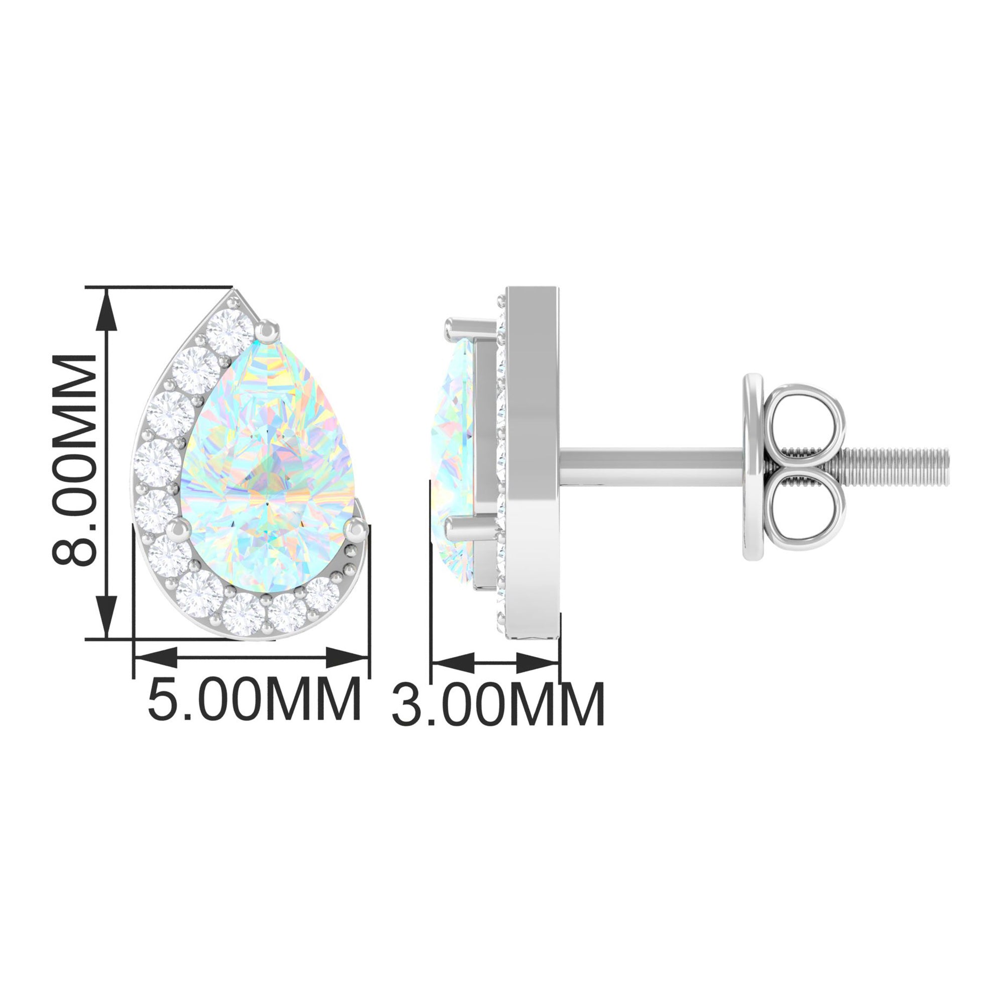 1.5 CT Ethiopian Opal Teardrop Stud Earrings with Diamond