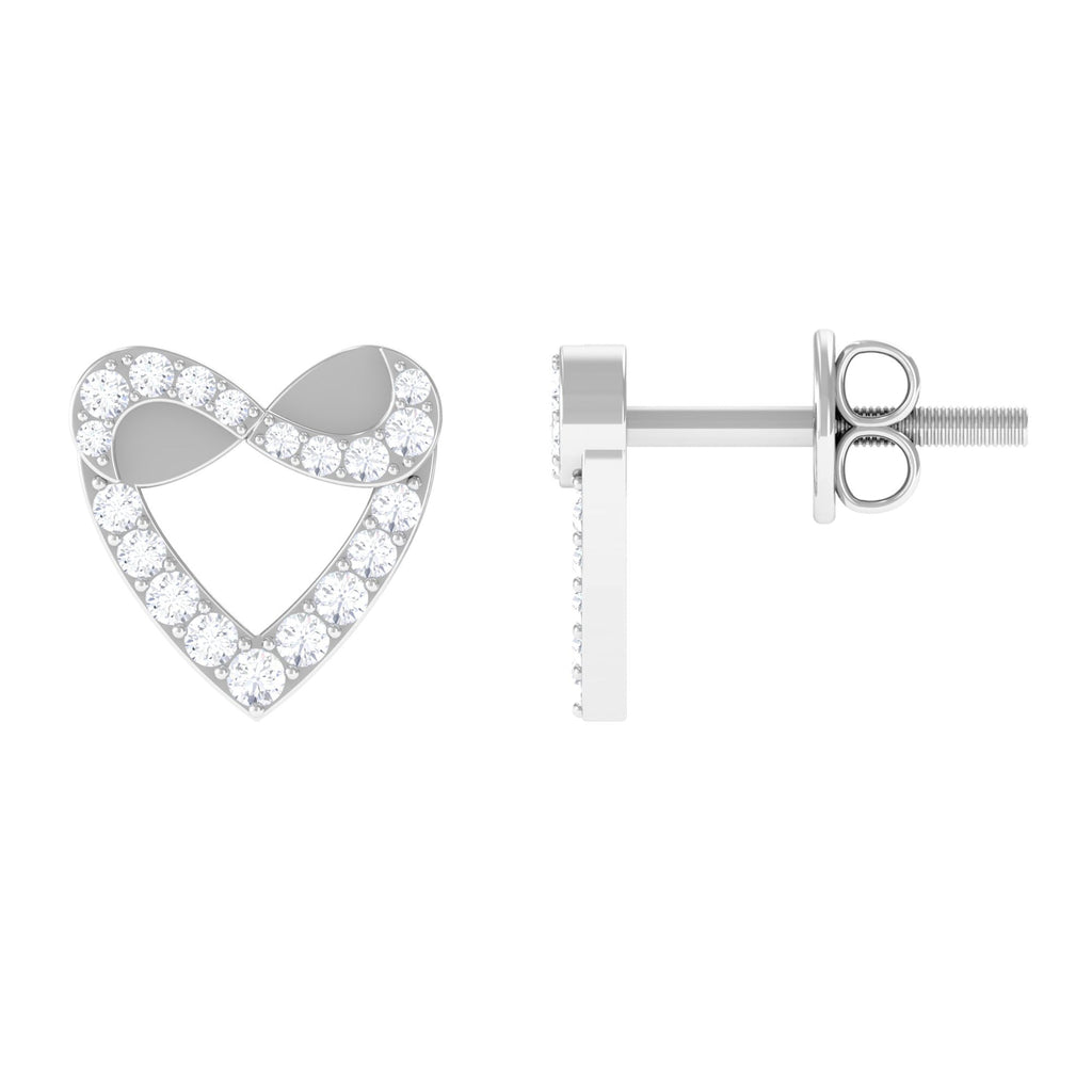 1/4 CT Round Diamond Infinity Heart Stud Earrings
