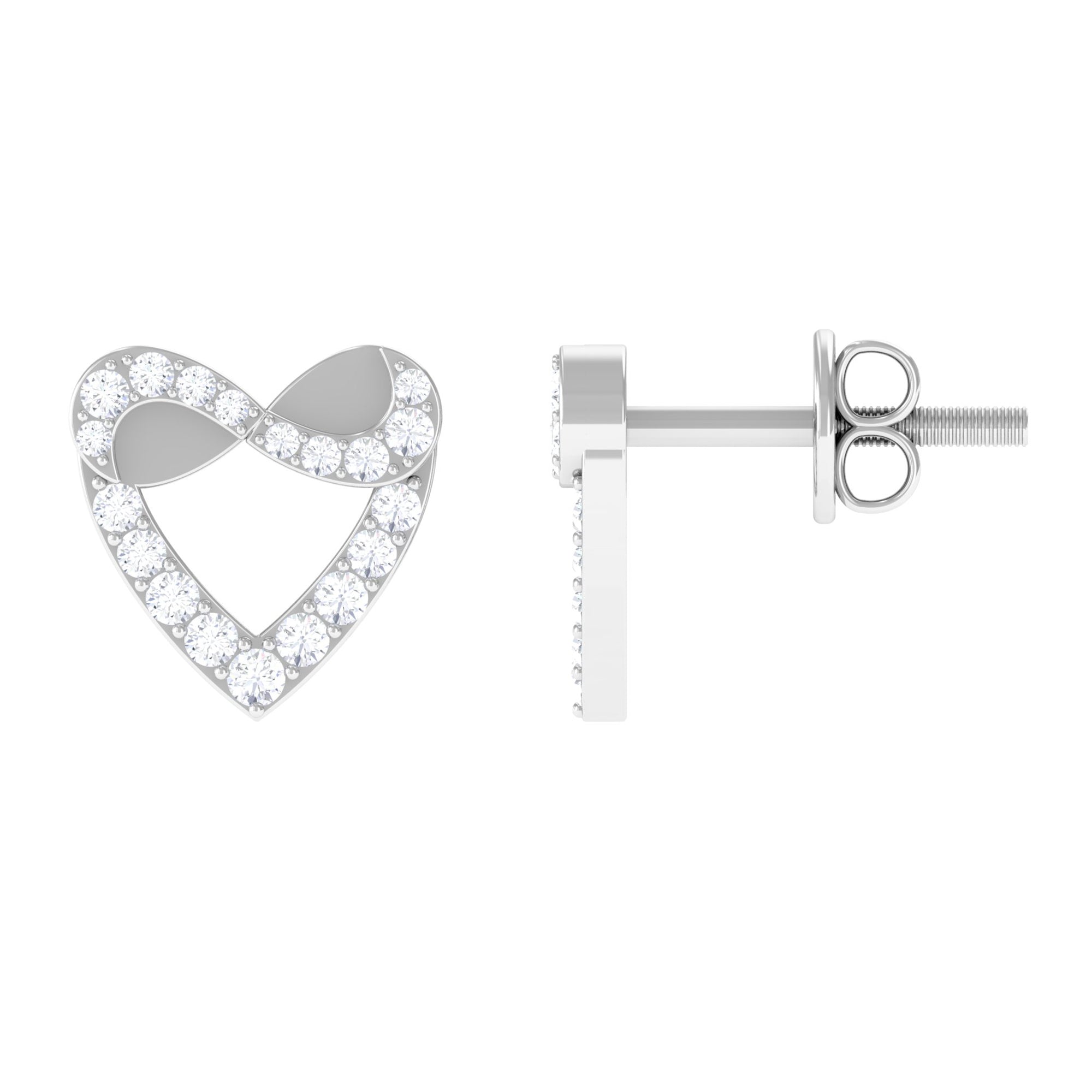 1/4 CT Round Diamond Infinity Heart Stud Earrings