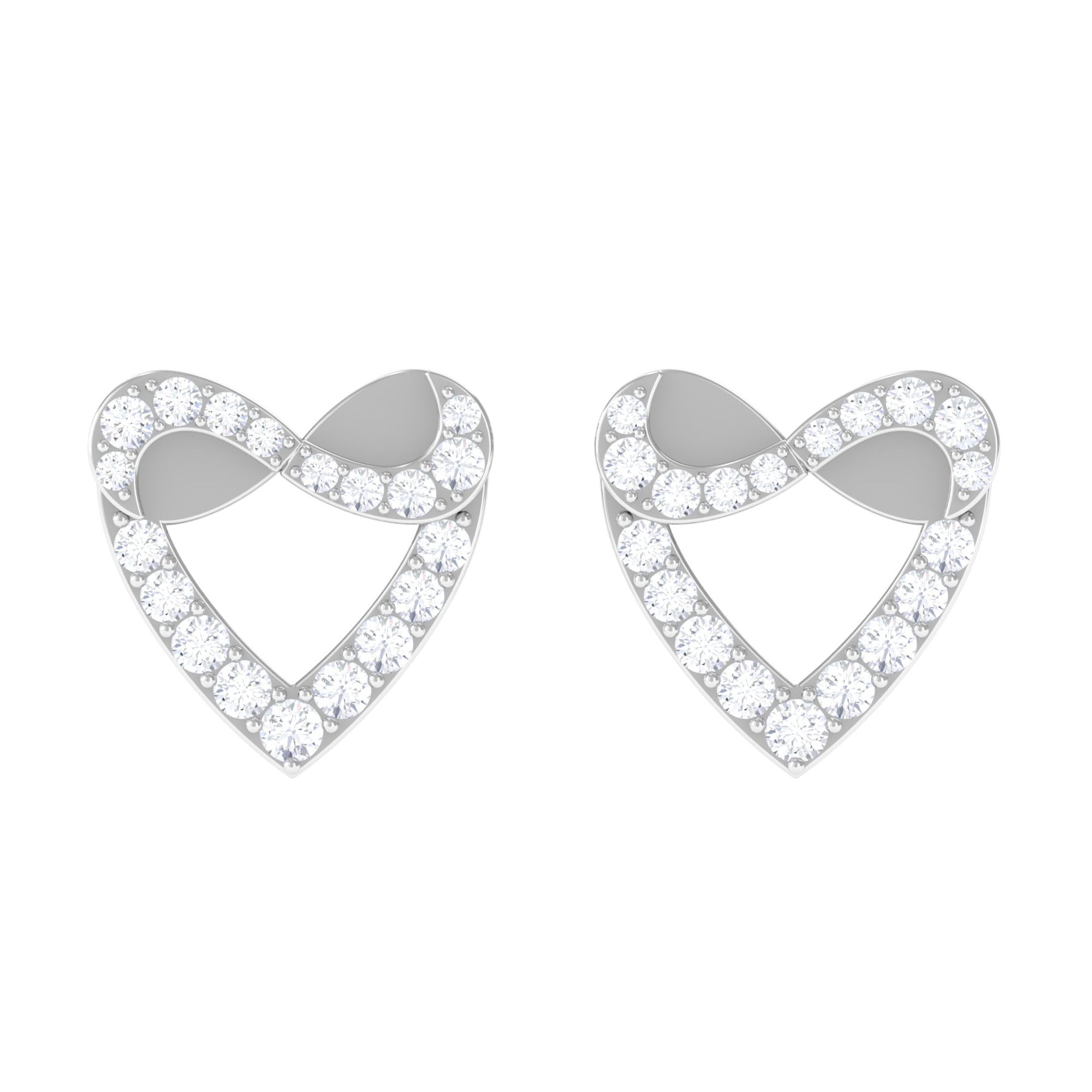 1/4 CT Round Diamond Infinity Heart Stud Earrings