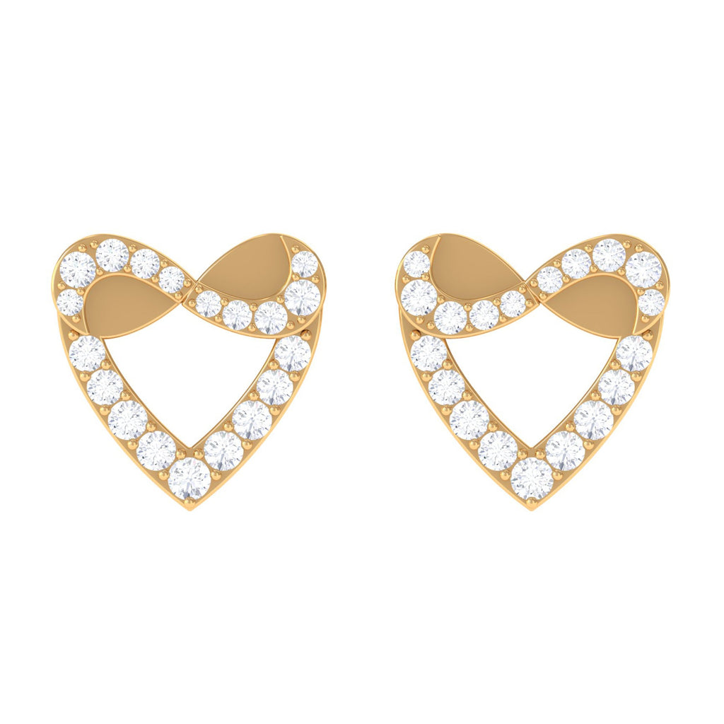 1/4 CT Round Diamond Infinity Heart Stud Earrings