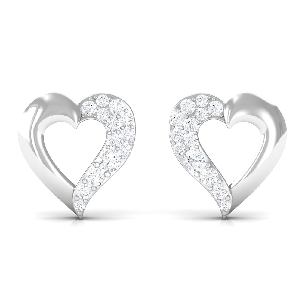 Certified Natural Diamond Heart Shaped Earrings with Screw Back