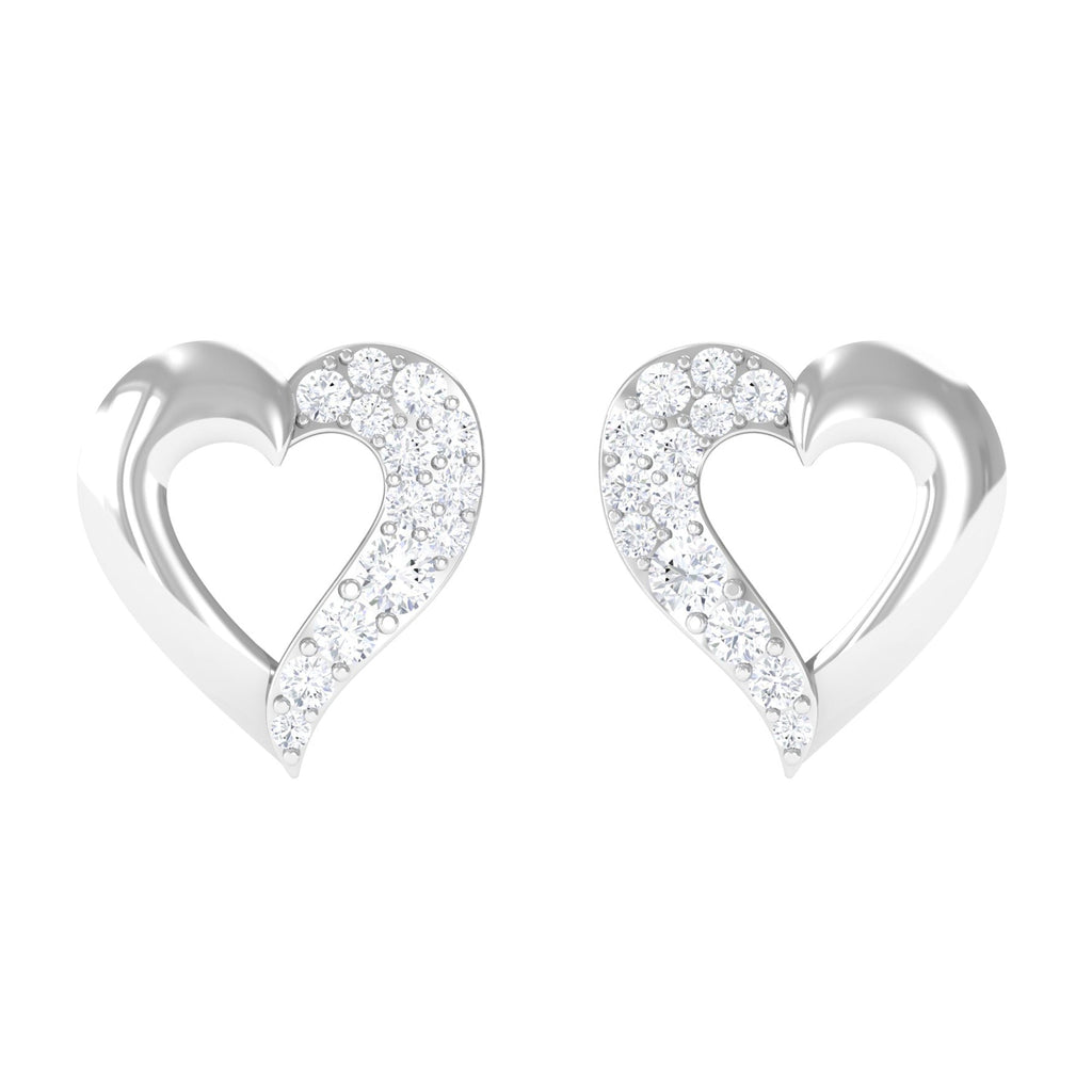 Certified Natural Diamond Heart Shaped Earrings with Screw Back