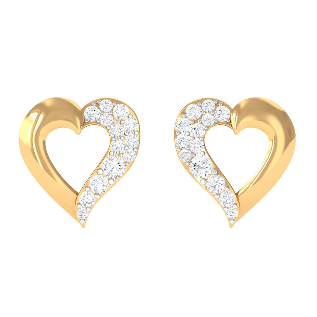 Certified Natural Diamond Heart Shaped Earrings with Screw Back