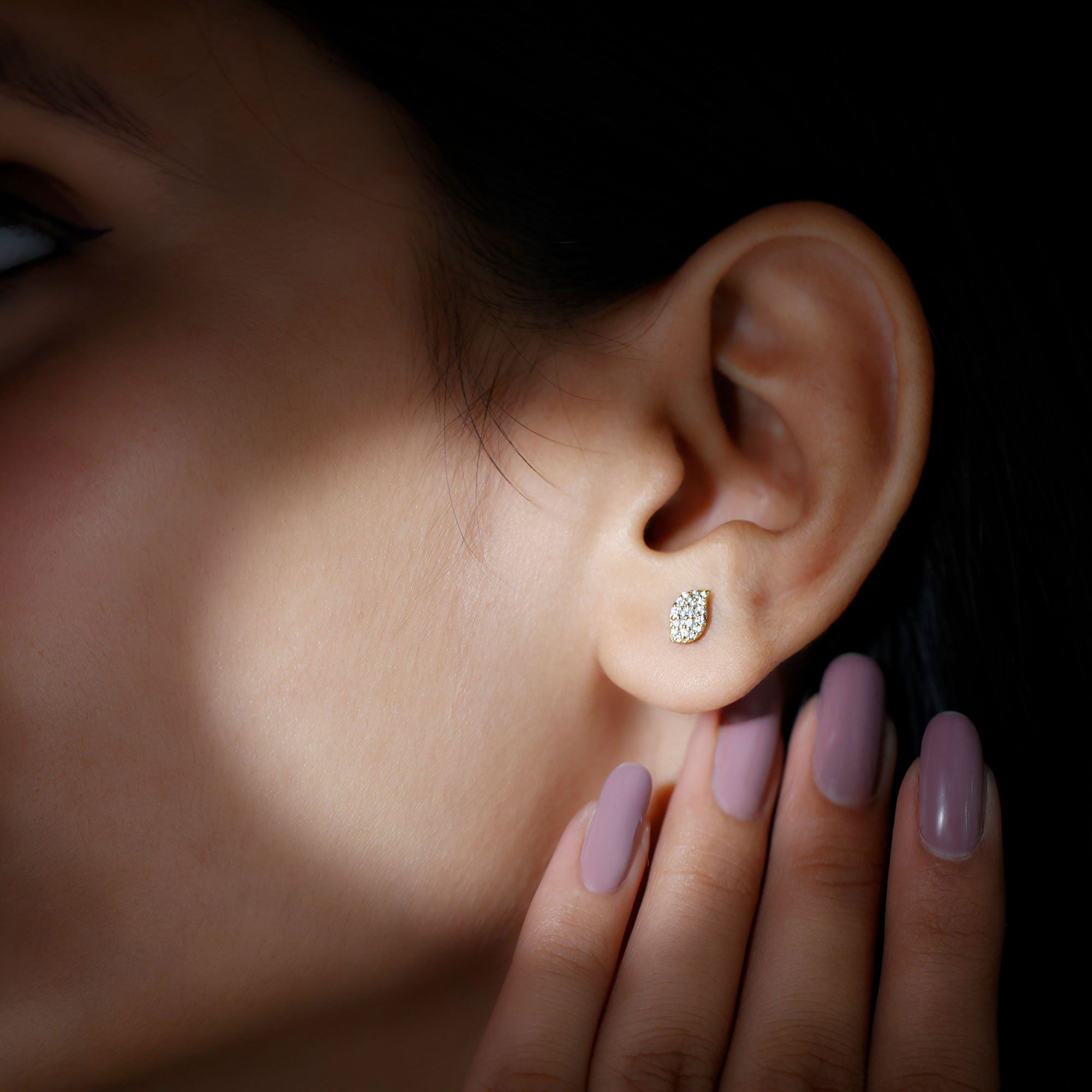 Nature Inspired Diamond Leaf Stud Earrings